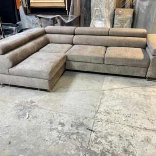 Narożnik Neapol VIGO - !!! Promocja !!! - TKANINA: VOGUE 04 (Ciemny Beżowy) - Funkcja spania ,pojemnik na pościel ,regulowane zagłówki