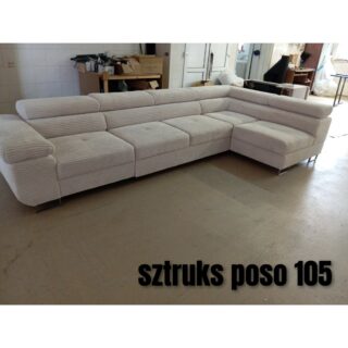 Narożnik NEAPOL MAXI L MINI - !!! Promocja !!! - TKANINA: Sztruks poso 105 (ecru) - Funkcja spania ,pojemnik na pościel ,regulowane zagłówkI