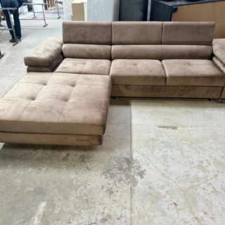 Narożnik VEGAS TWIN - Tkanina: MONOLITH 09 (Brązowy) - komfortowy , funkcja spania , pojemnik na pościel